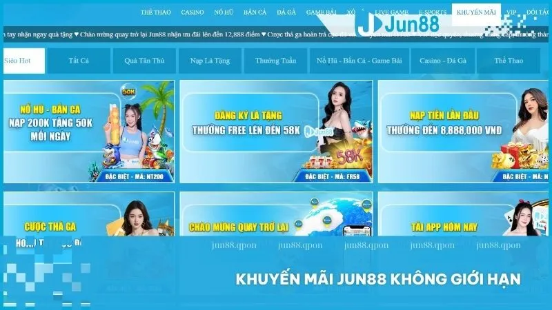 JUN88 - Link Mới Nhất Vào Trang Chủ Nhà Cái JUN88 Chính Thức 8 Khuyến mãi Jun88 không giới hạn