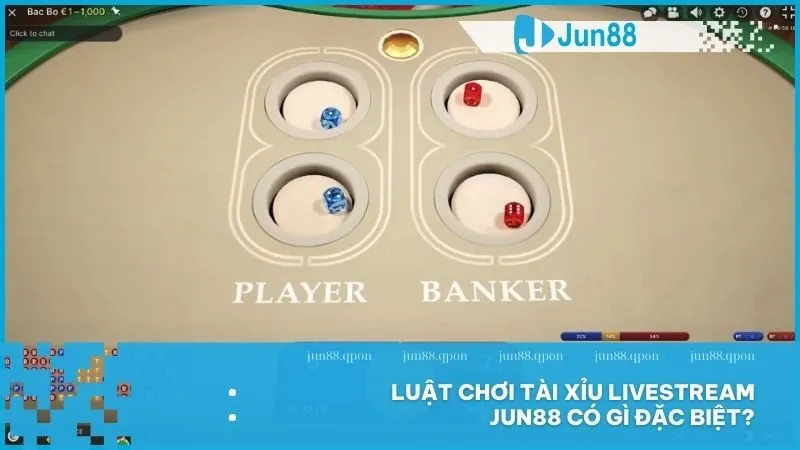 Tài xỉu livestream Jun88 – Trải nghiệm minh bạch, phấn khích cùng công nghệ hiện đại 3 Luật chơi Tài Xỉu Livestream Jun88 có gì đặc biệt?