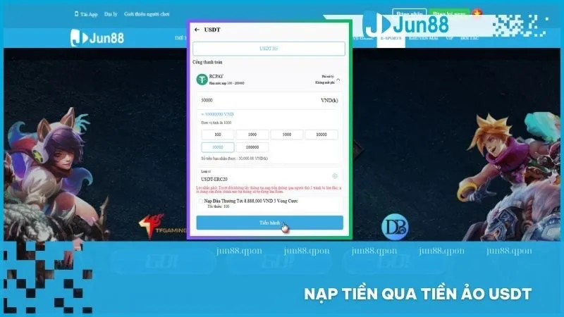 Cách nạp tiền Jun88 đơn giản, nhanh chóng và an toàn 5 Hướng dẫn người chơi cách nạp tiền qua USDT an toàn nhất