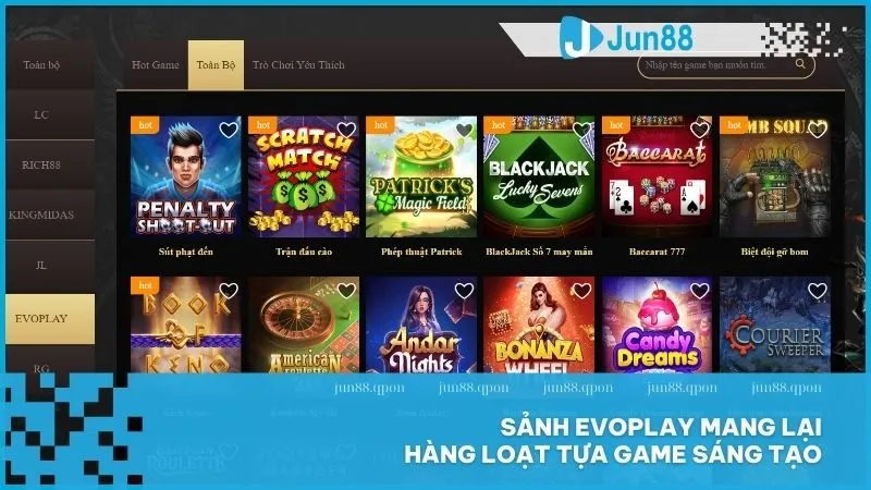 Game Bài 12 Sảnh EVOPLAY mang lại hàng loạt tựa game sáng tạo