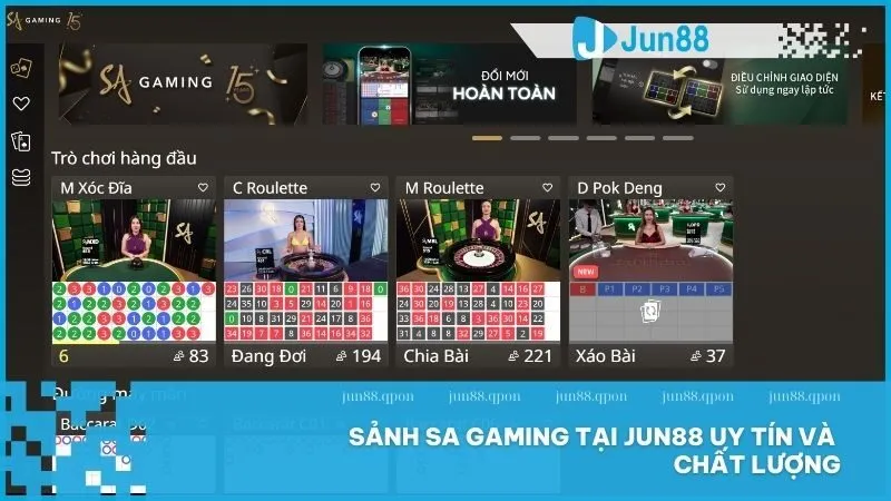 Live Casino 9 Sảnh SA Gaming tại Jun88 uy tín và chất lượng