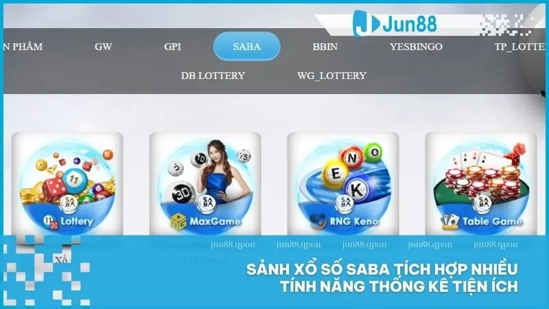 Xổ Số 11 Sảnh xổ số SABA tích hợp nhiều tính năng thống kê tiện ích